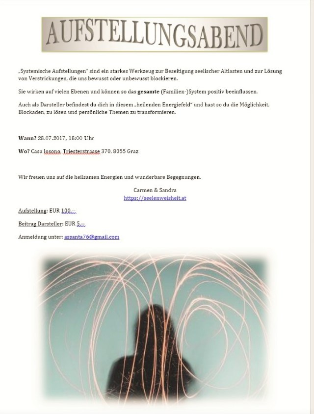 Aufstellungsabend 28.07.2017